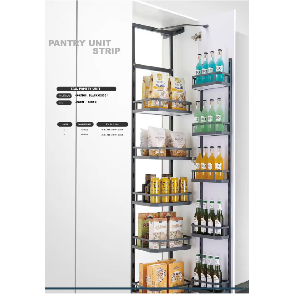 Kitchen Strip Pantry Unit for Modular Kitchen – 12 Basket (6+6)