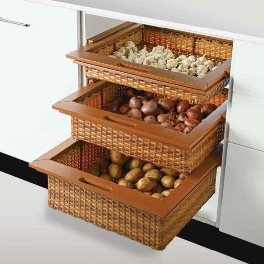 Wicker Basket For Modular Kitchen | Pull Out Basket for Onion, Potatoes  Size W 17 to 22 X D 20 to 22 X H 4,6,8 Inches ( Also Customized As per your Need)