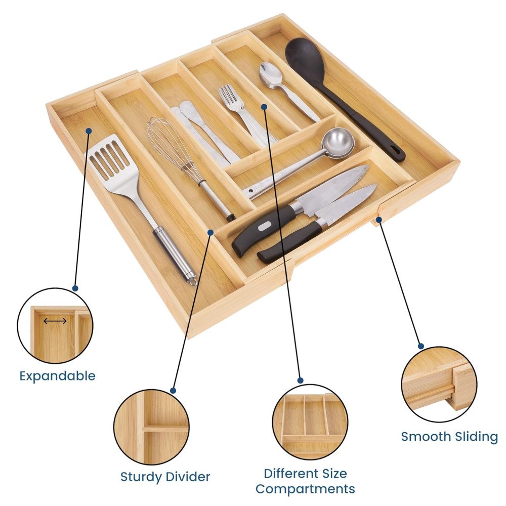 Tandem Wooden Cutlery Box  20 to 30 x19 x4 inch
